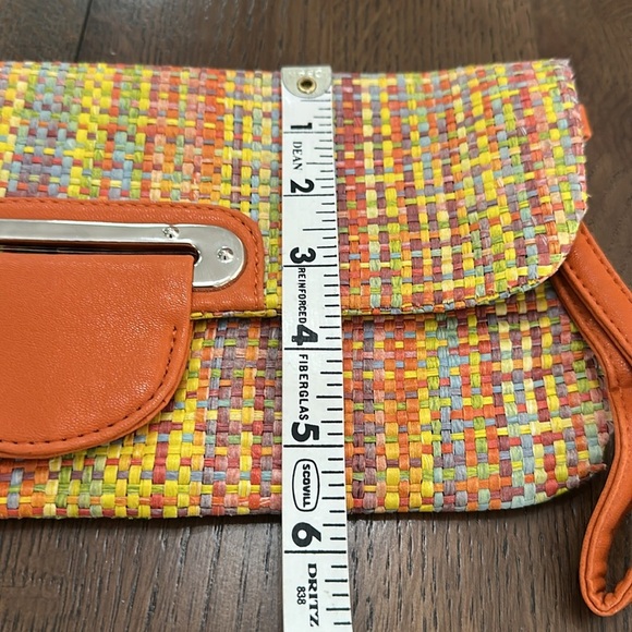 Vibrant Multicolor Woven Clutch with Orange Detail - Picture 9 of 9